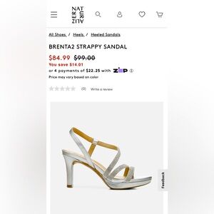 Naturalizer Strappy Heels, Silver Rhinestones 8.5